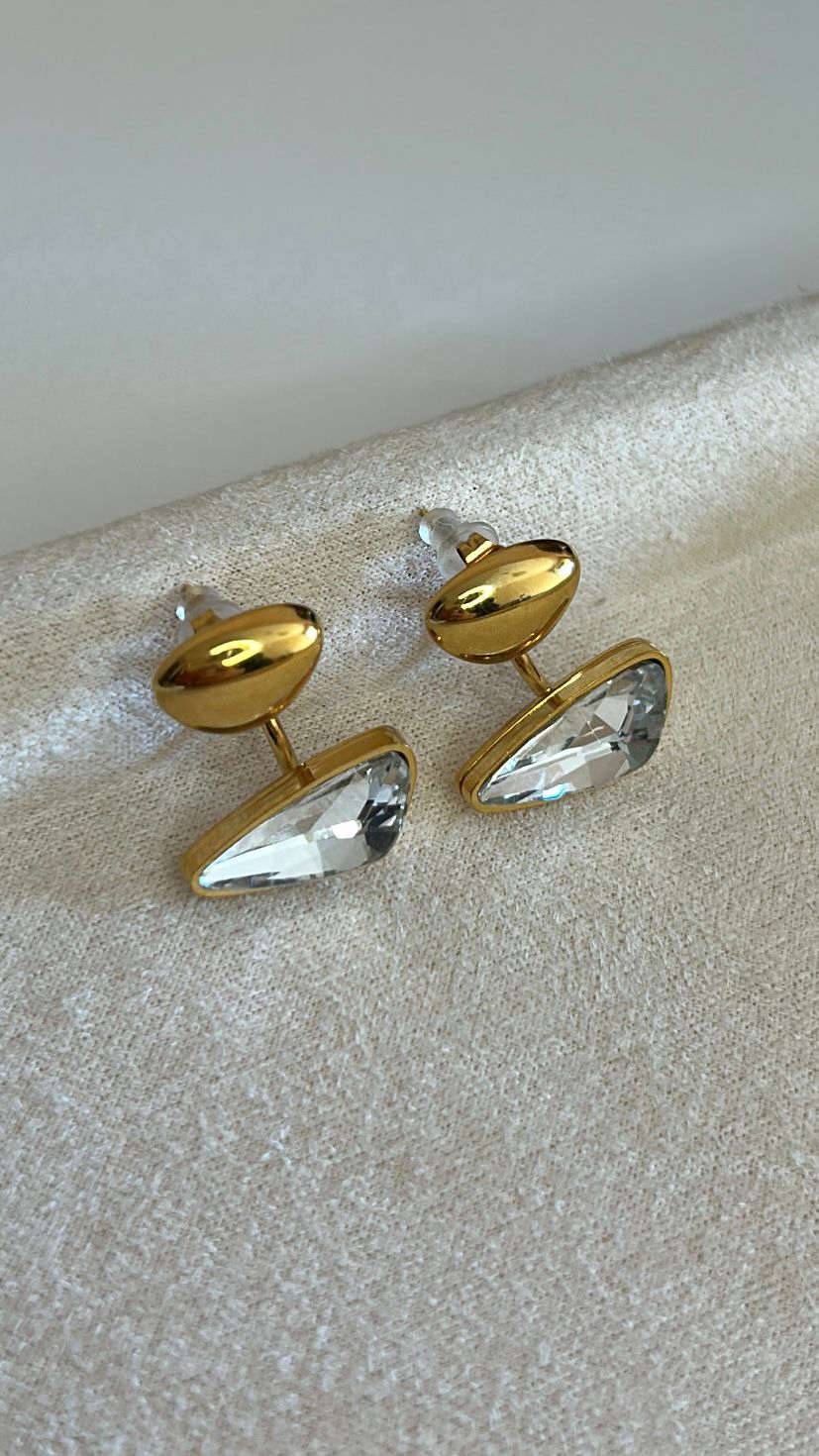 Brincos Delos com cristal facetado em forma de gota